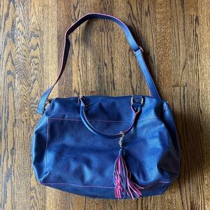 Deux Lux Women’s Navy and Pink Travel Bag with Tassel Charm